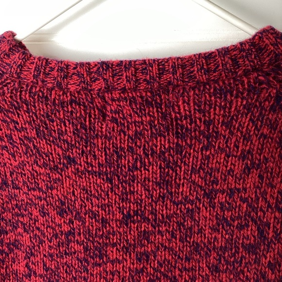 Woolrich Red& Blue Speckled Wool Blend Sweater Size Medium Soft - Picture 7 of 9